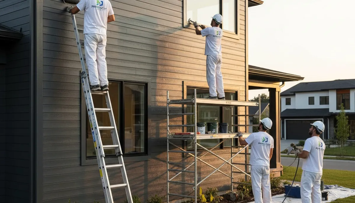 Professional siding painting on a Colorado Springs home by expert exterior house painters