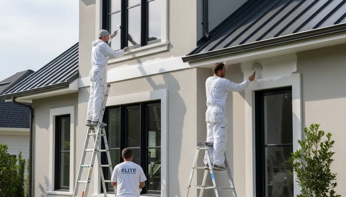 Professional trim and fascia painting on Colorado Springs home by expert house painters